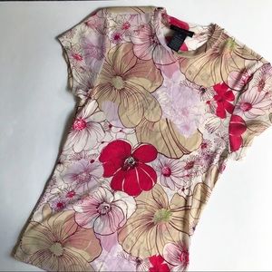 Y2K floral mesh top